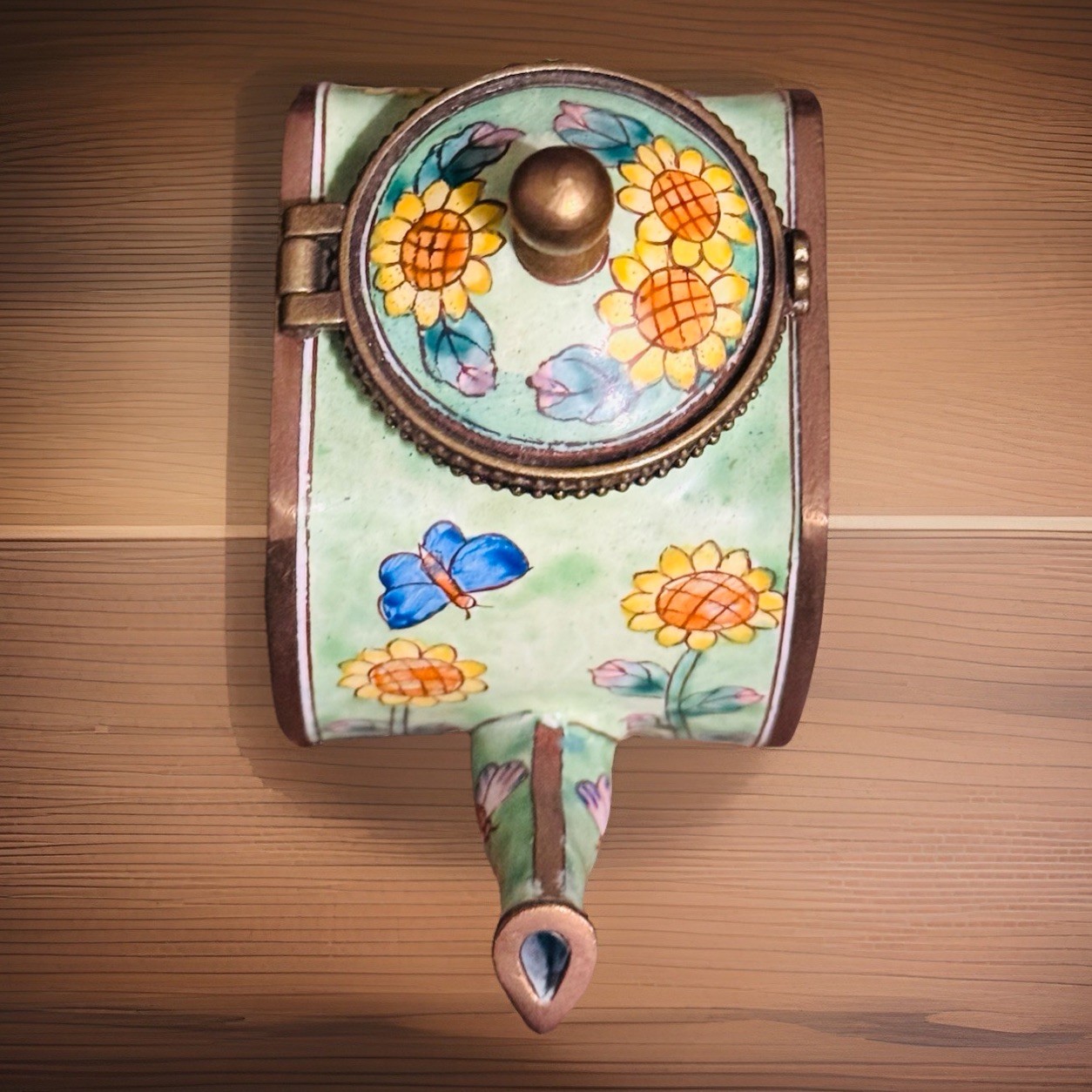 Vintage KELVIN CHEN Miniature Enamel Teapot with Rooster #1662 2001