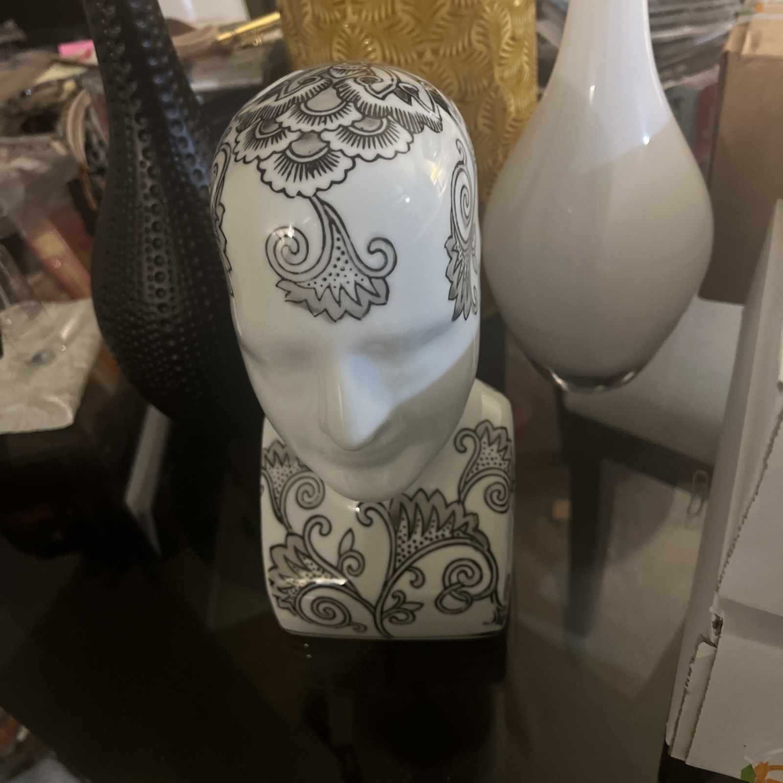 White and Black Abstract Head Bust Ceramic Head Bust Design Decor Flaw/ Free🎁