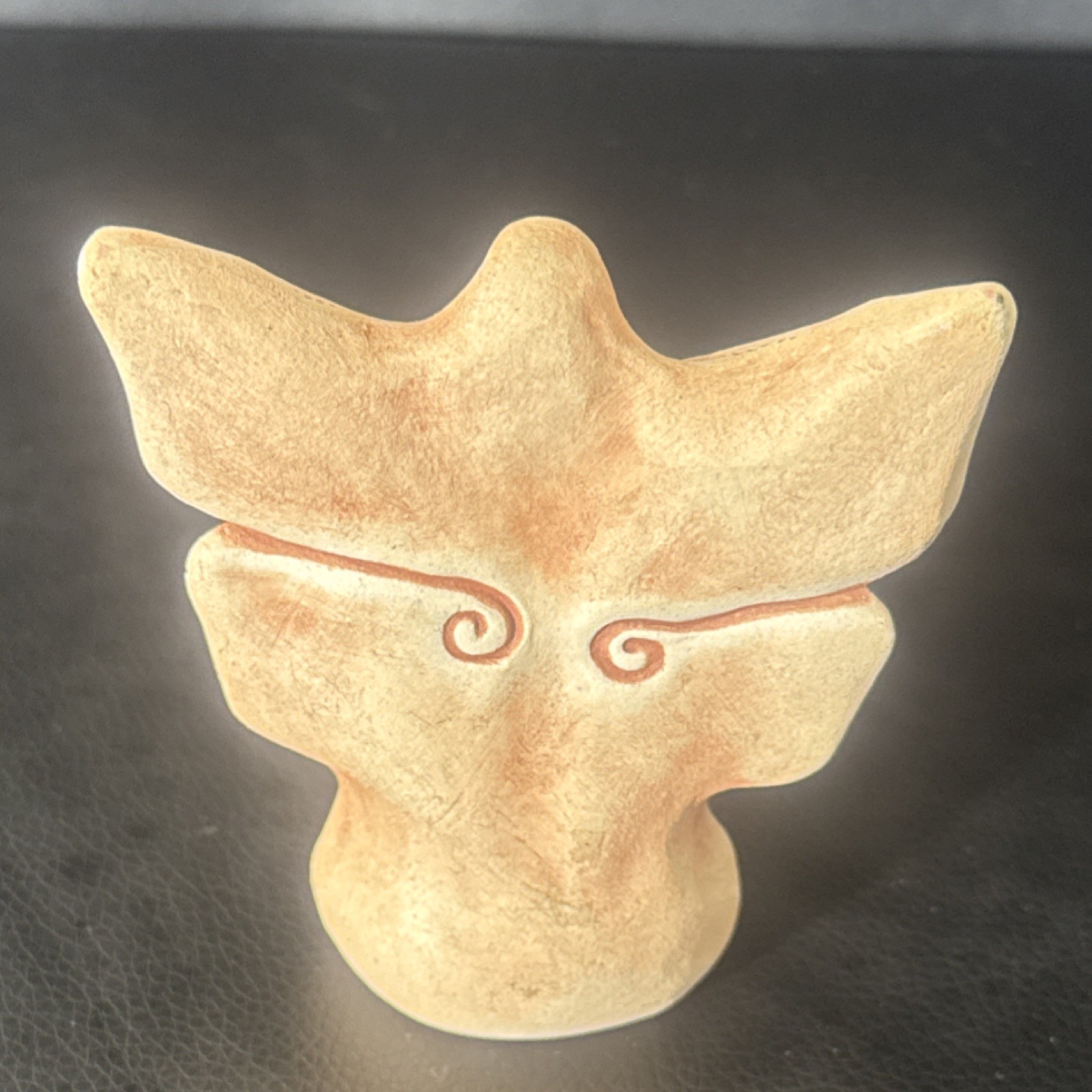 Ceramic Butterfly Wisdom Goddess Art Figurine Butterfly Motif Beige Orange