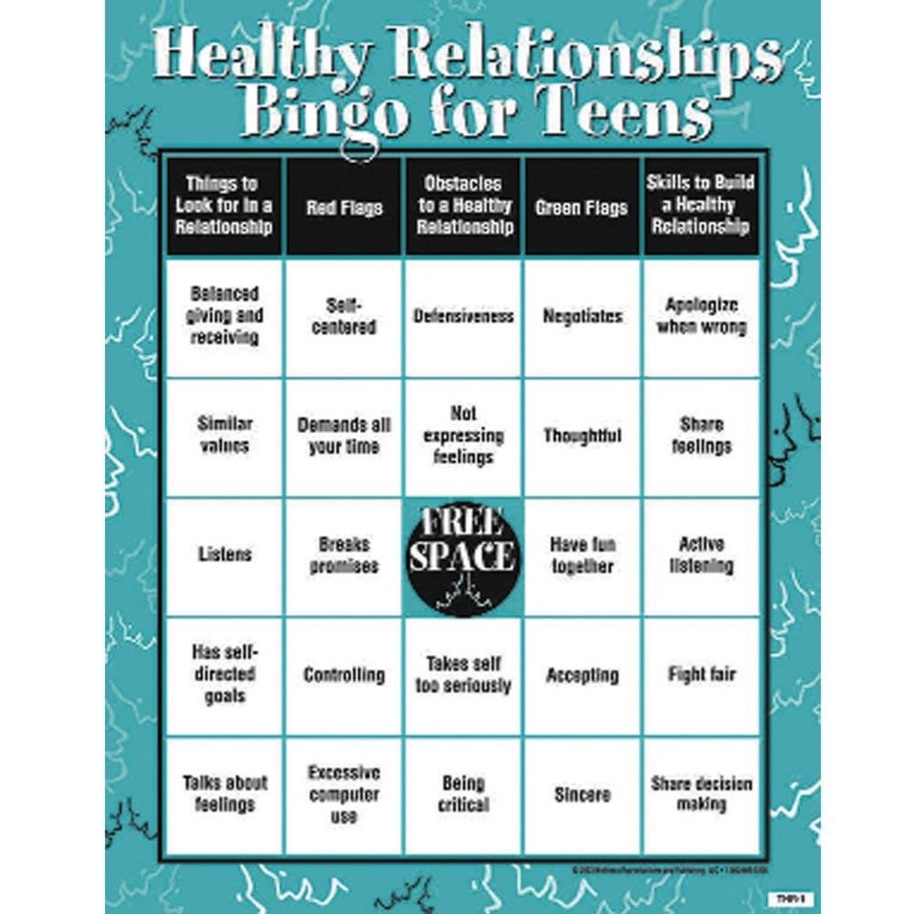 Wellness Reproductions & Publishing Healthy Relationships Bingo for Teens