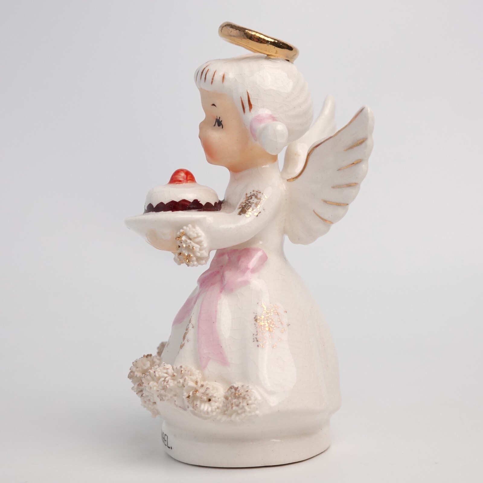 VTG LEFTON May Angel of the Month With Cake Cherry On Top Figurine AR1987