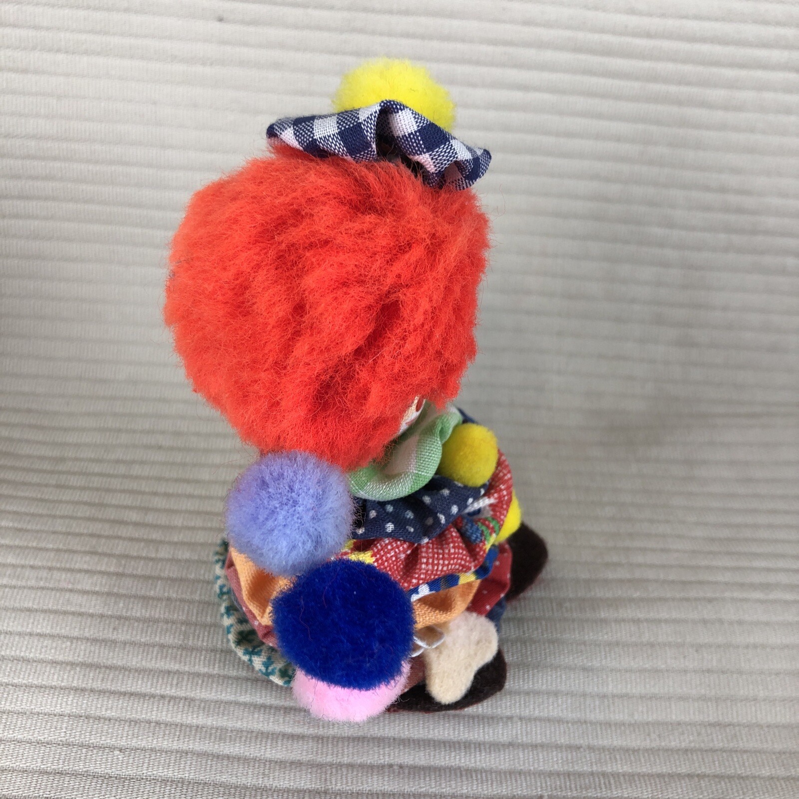 Vintage 4″ Clown Doll Wooden Head Multi-Colorful Cup Yo Pieces Balloons Cute