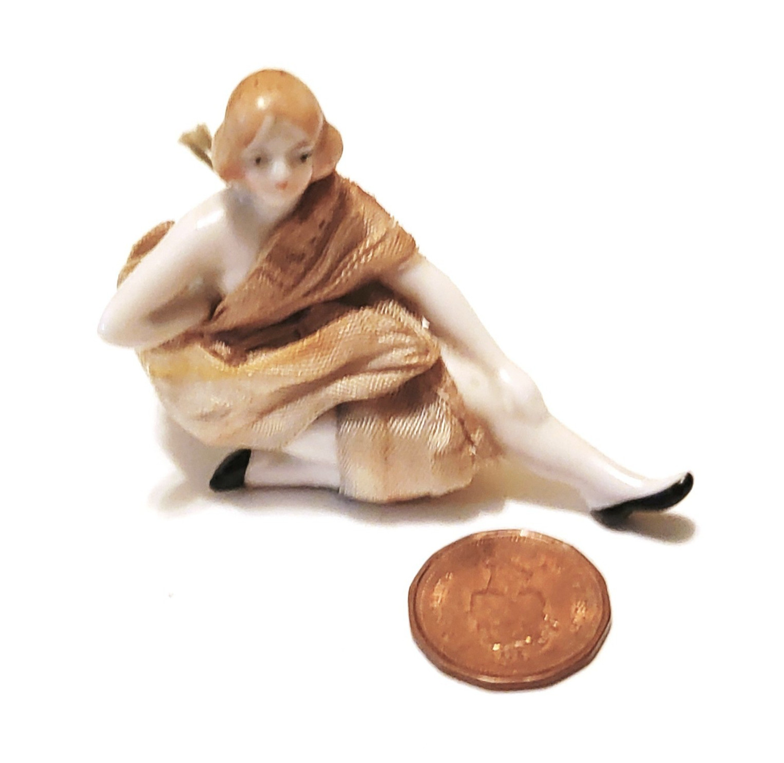 Flapper Pin Cushion Doll Miniature German Art Deco Figurine 2.25″