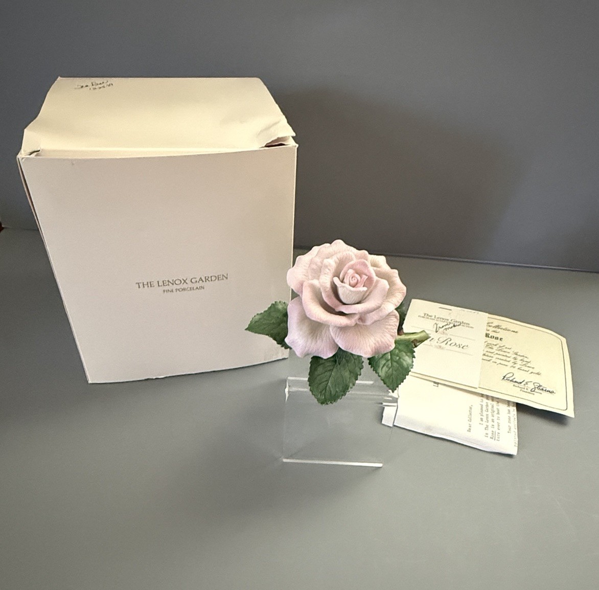 Lenox Garden Tea Rose Fine Porcelain Sculpture 1989 Original Box COA Taiwan