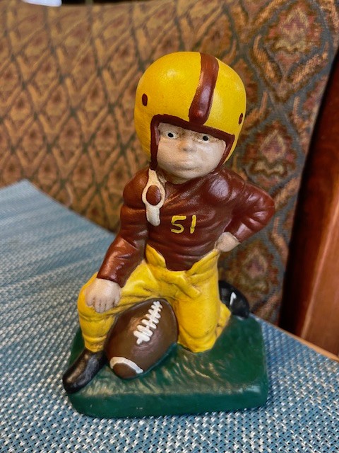 VINTAGE Football Figurines Ceramic HandPainted in NFL Washington Redskins Colors