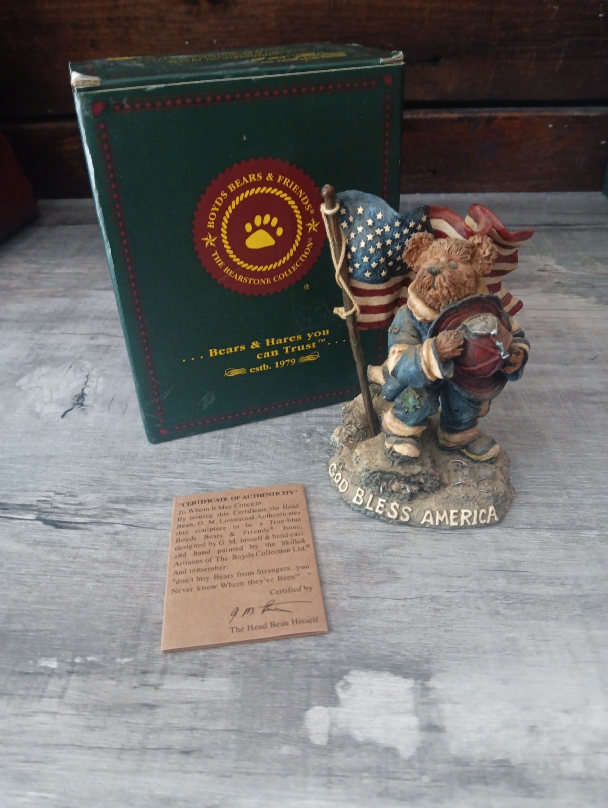 Boyds Bears OUR AMERICAN HERO-9/11 LIMITED ED Bearstone Collection 227791