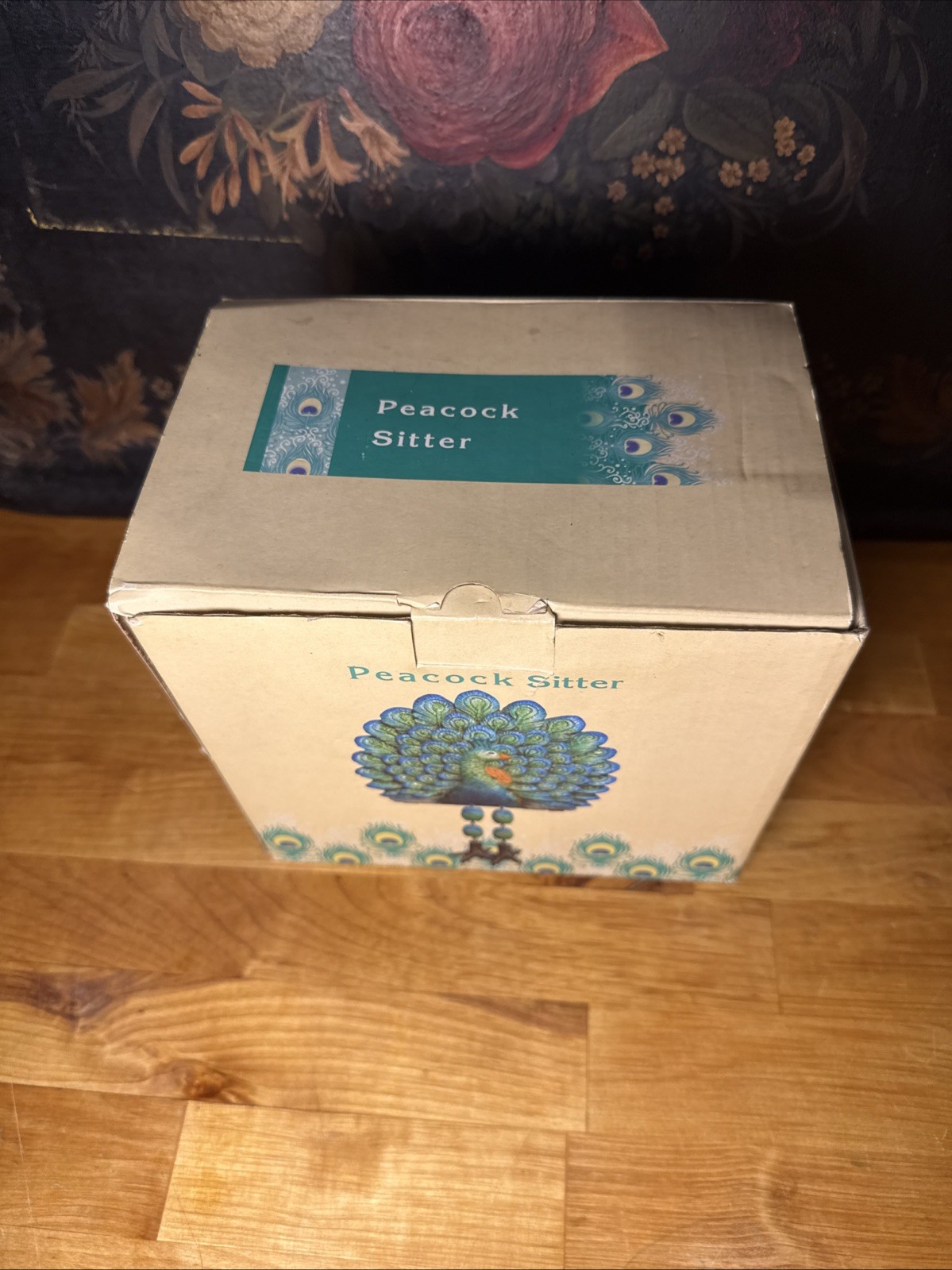 Vintage Cracker Barrel Peacock Sitter Shelf Sitter In Original Box