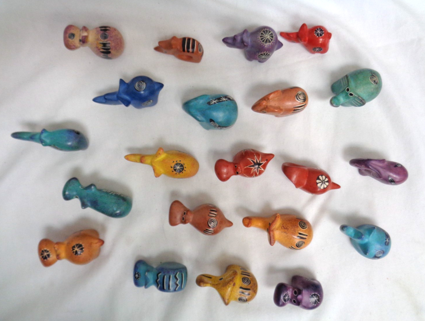 Lot Of 21 Hand Carved Soap Stone Animal Figures – Rhino Hippo Elephant – KENYA