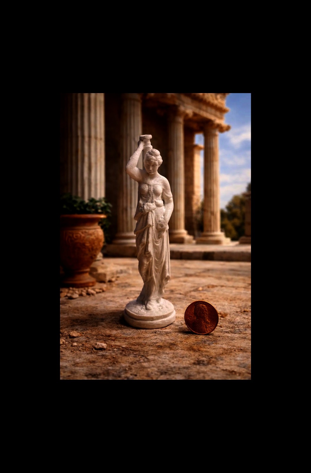 Statue Greek Water Bearer Mythology Dark Academia Matte White Resin