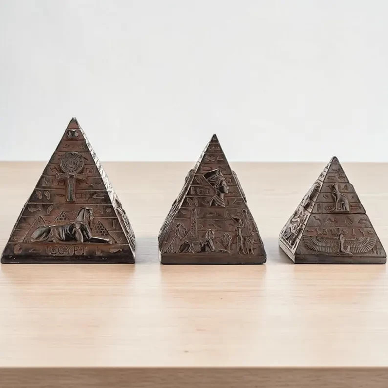 Set of 3 Vintage Egyptian Pyramids – Basalt stone Giza Style Egyptian Replica