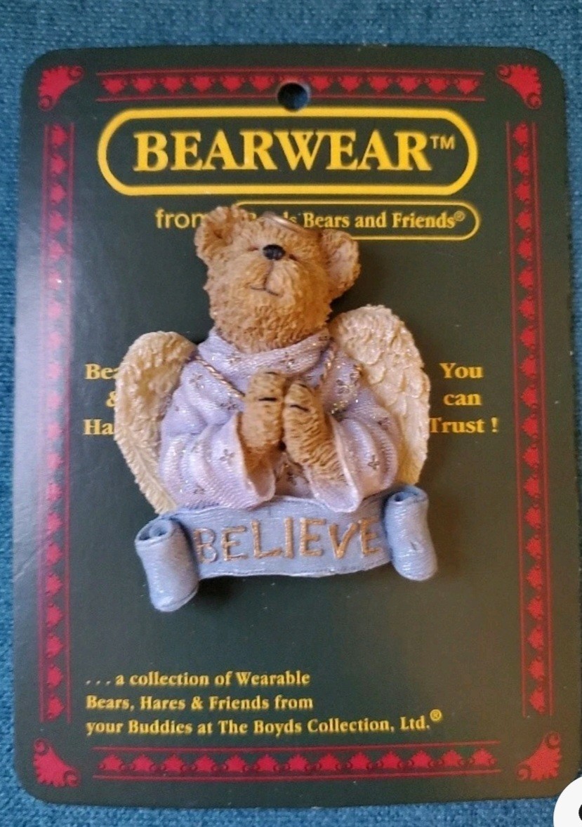 United We Stand, Boyds Bears, Resin, Lapel Pin-Gently Loved, Original Packaging