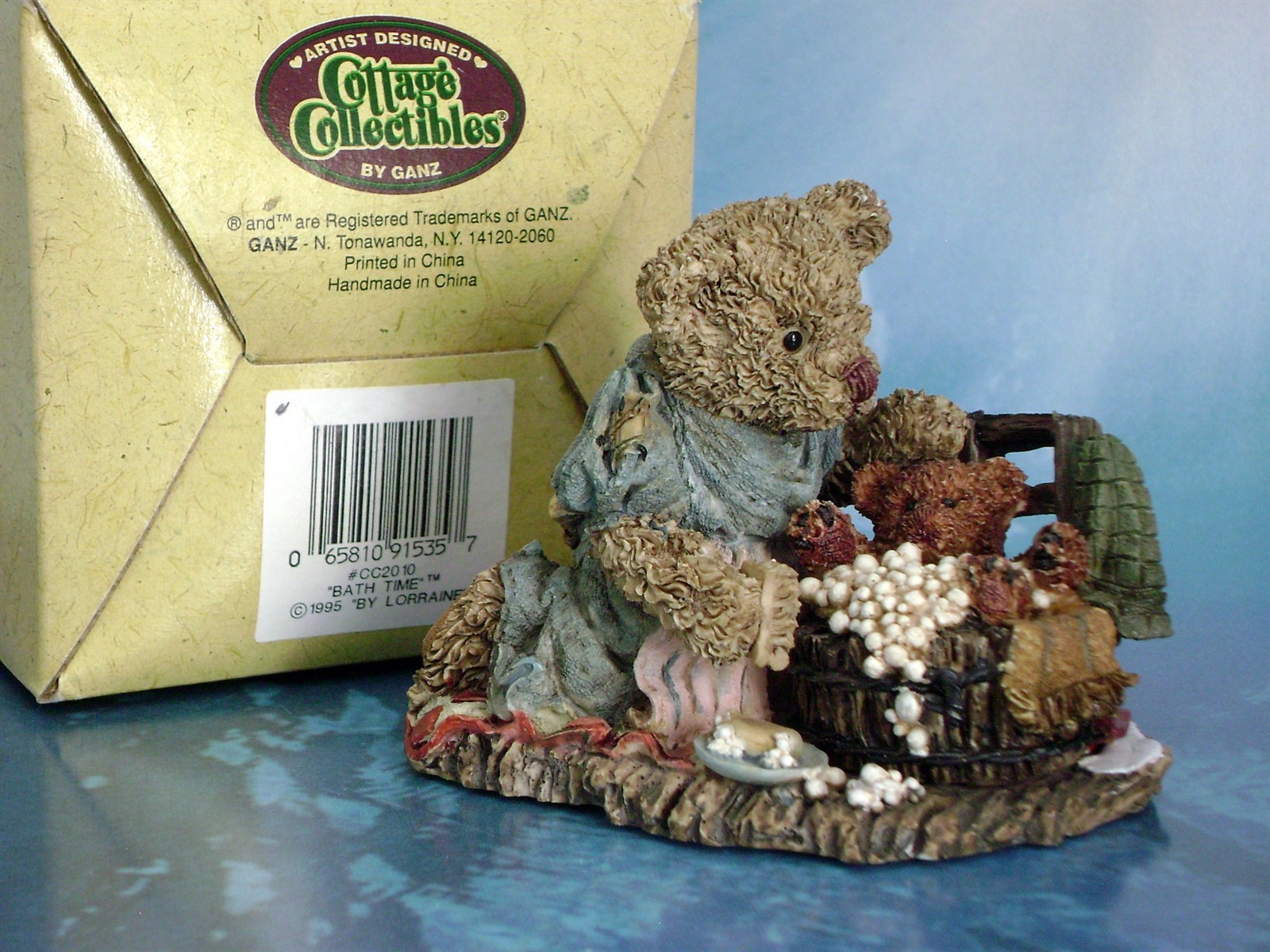 Ganz Bath Time Bear In Wash Tub Cottage Collectibles With Box CC2010