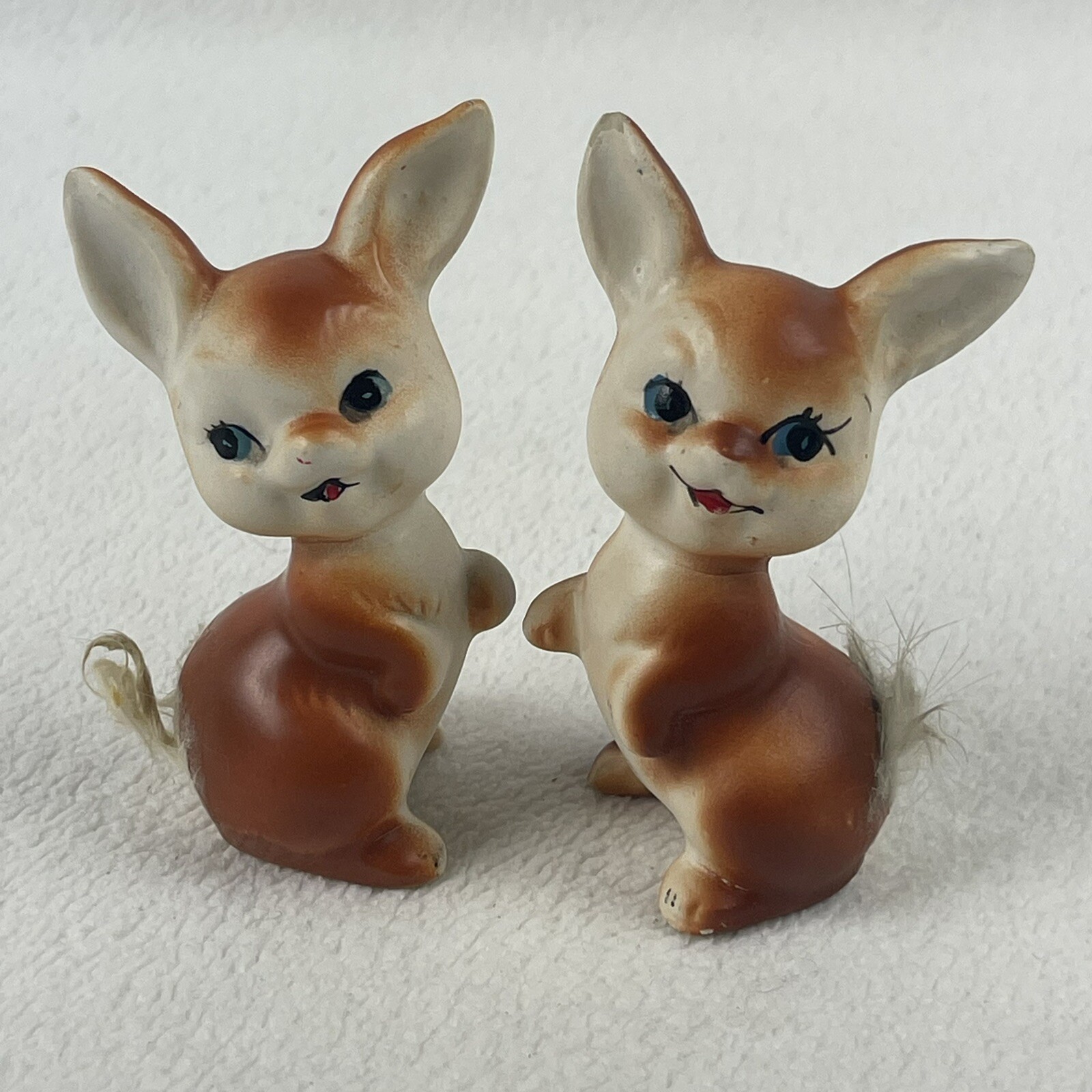Vintage Enesco Bunny Rabbit Figurines Set of 2 Ceramic Rabbits