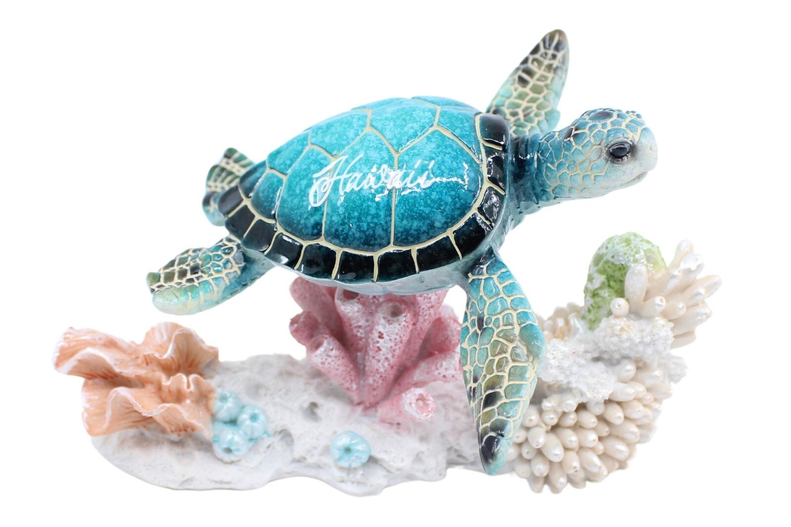 Hawaiian Turtle and Coral Reef Figure – Home Decor – Hawaii Souvenir – Sea Life