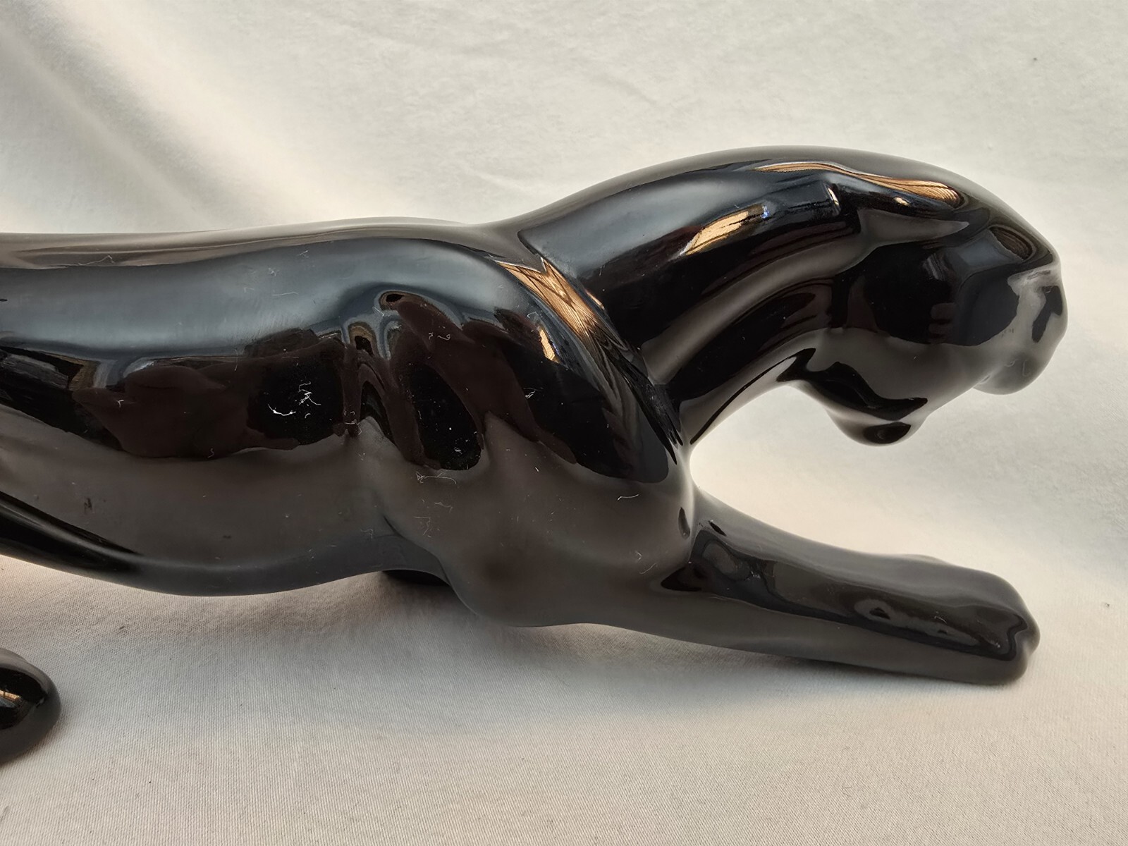 Vintage MCM Stalking 1950s Glossy Black Panther Figurine Statue 13” Royal Haeger