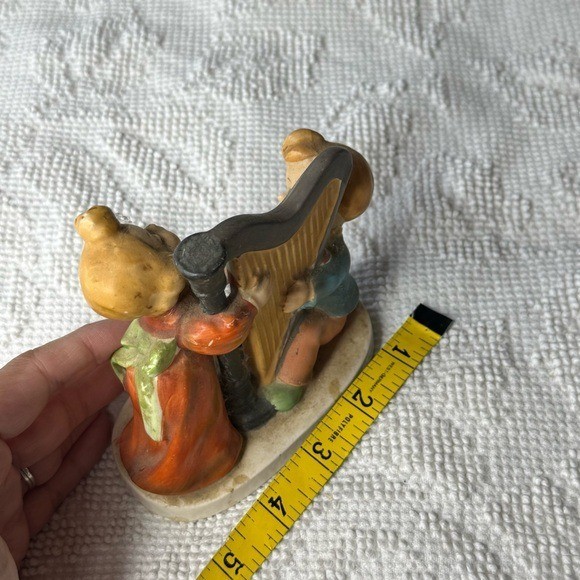 Vintage Ucagco Ceramic Figurine Children Playing Harp Japan Mid Century Decor