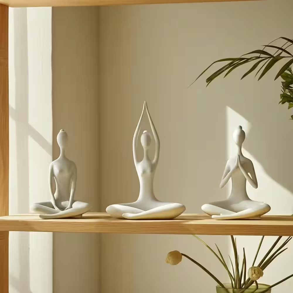 White 8.5 In. X 10 In. Resin Yoga Ladies Figurine (Set of 3)