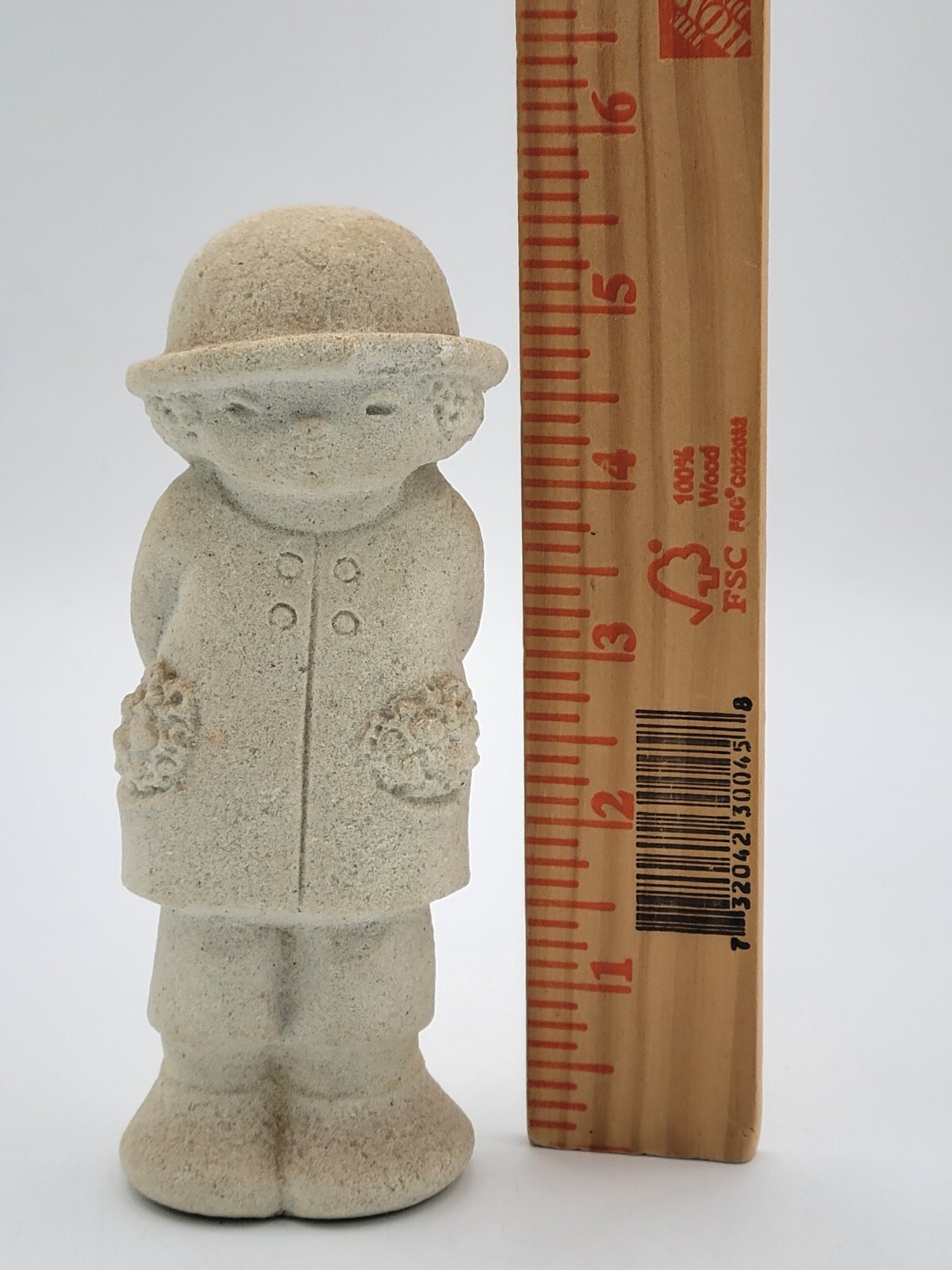 Marbell Stone Art BOY w/ FLOWERS Sculpture Belgium Figure StoneArt Mar Bell