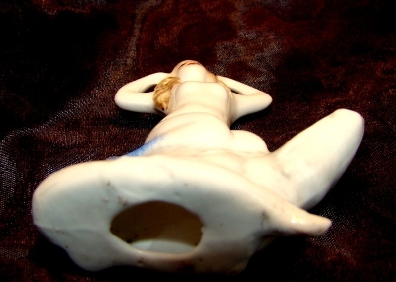 Art Deco Style Figurine Crocodile Bathing Beauty Sexy Naked Art Nouveau Style Po