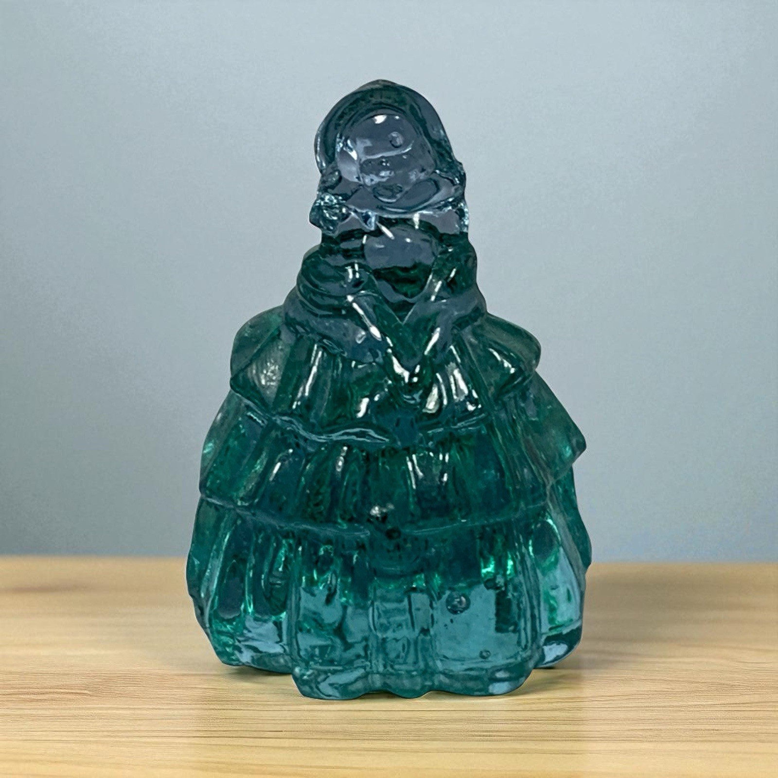 Boyd Art Glass Clear Blue / Teal Nancy Doll Lady Figurine B in Diamond 2 1/4″