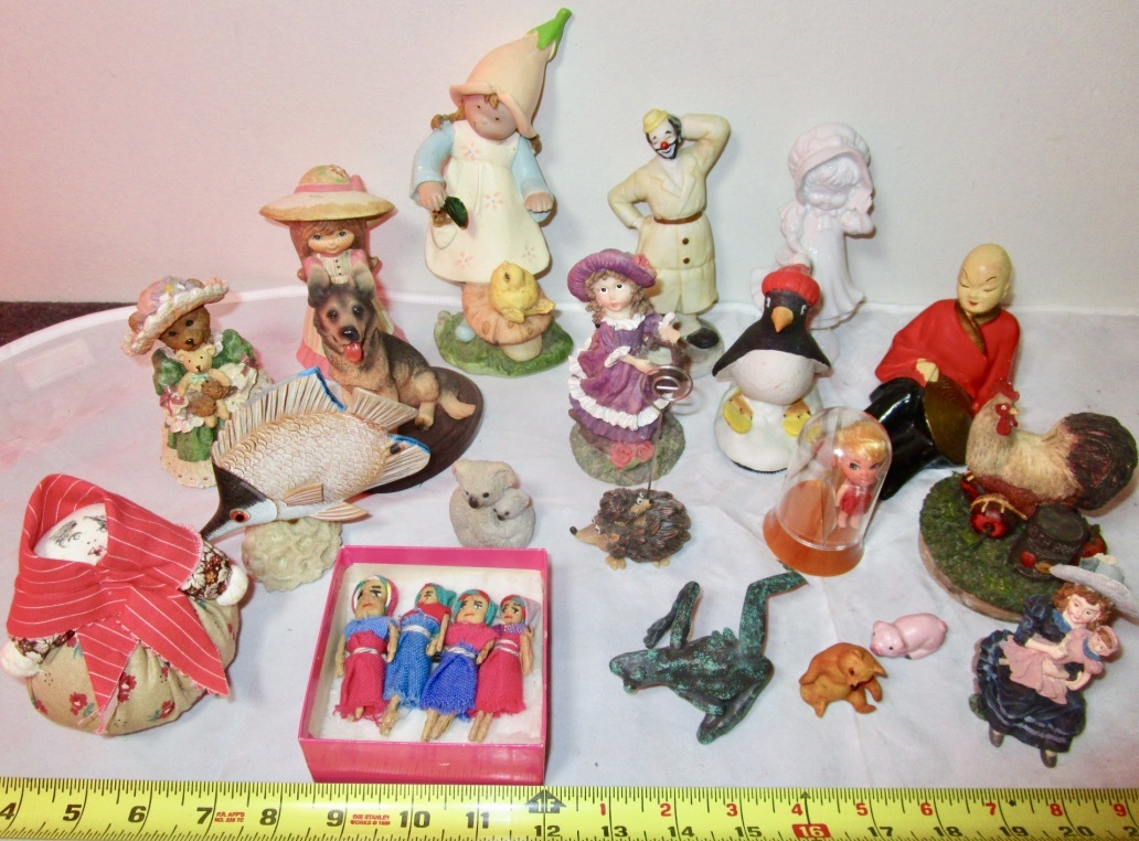 large variety box lot of 20 vintage collectible figurines people & animals