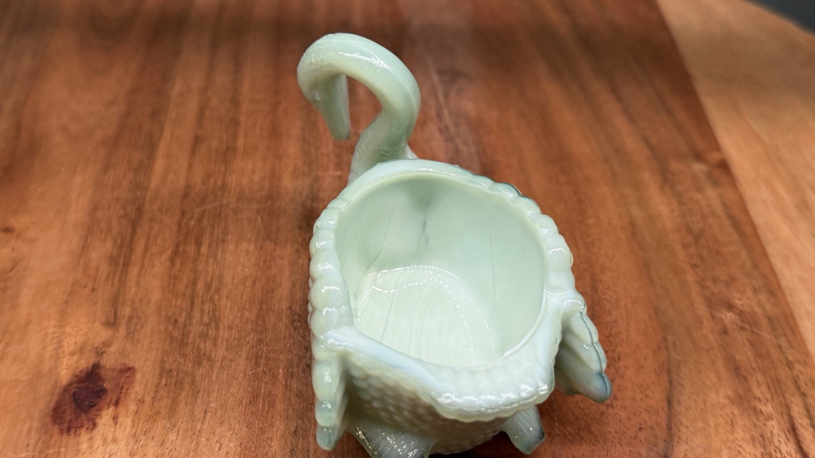 Vintage Boyd Glass Swan Open Salt Trinket Dish – Aqua Diamond Glass Collectible