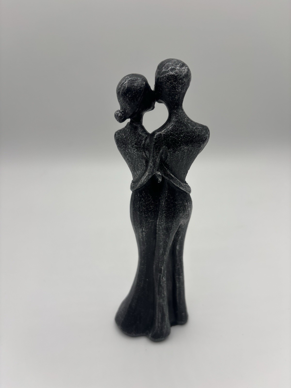 Couple Embracing – Black Metal Figurine – 8” – Art Deco Style