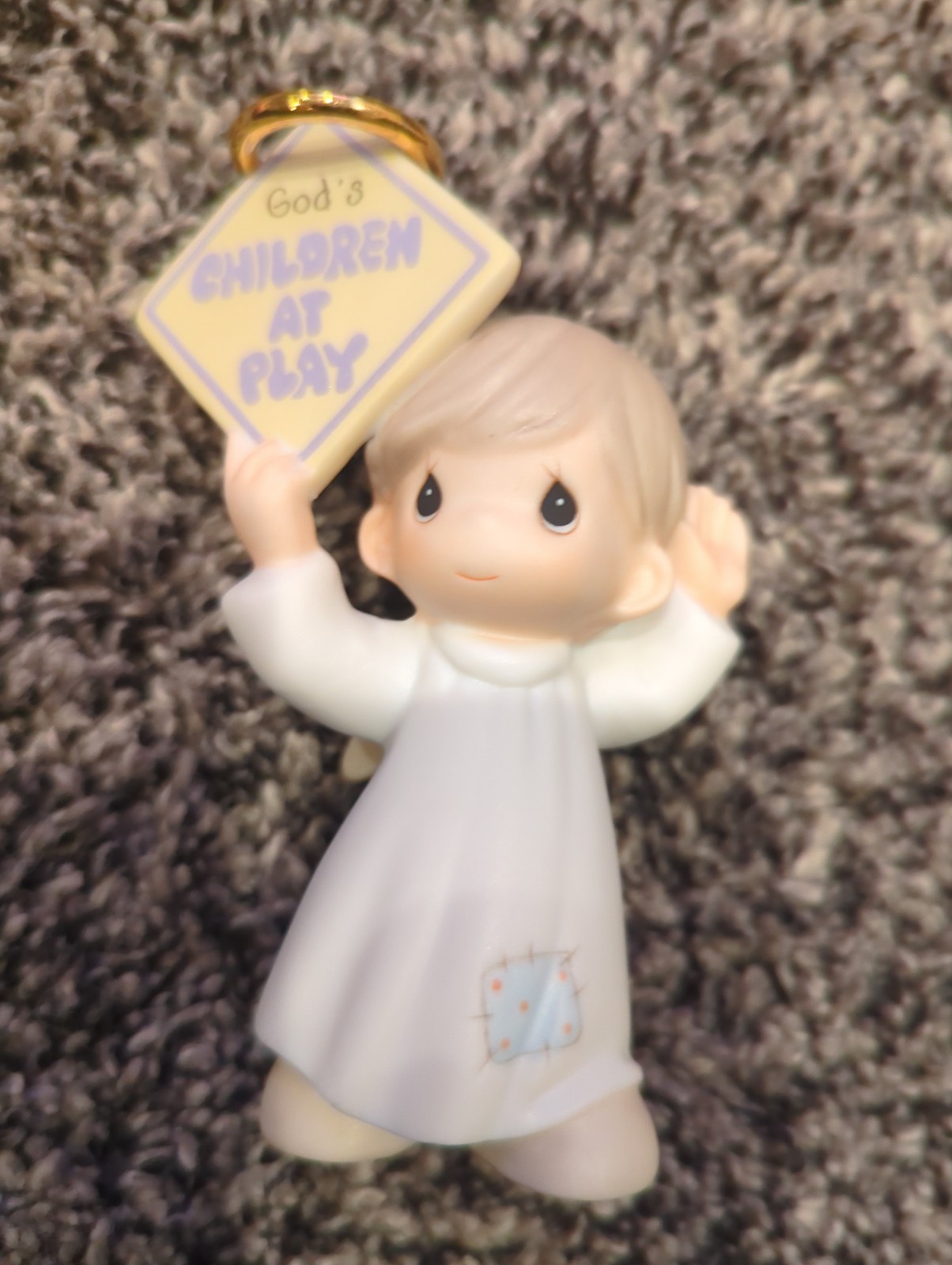 Precious Moments 1999 649481 God’s Children At Play Vintage Angel Boy Halo Sign