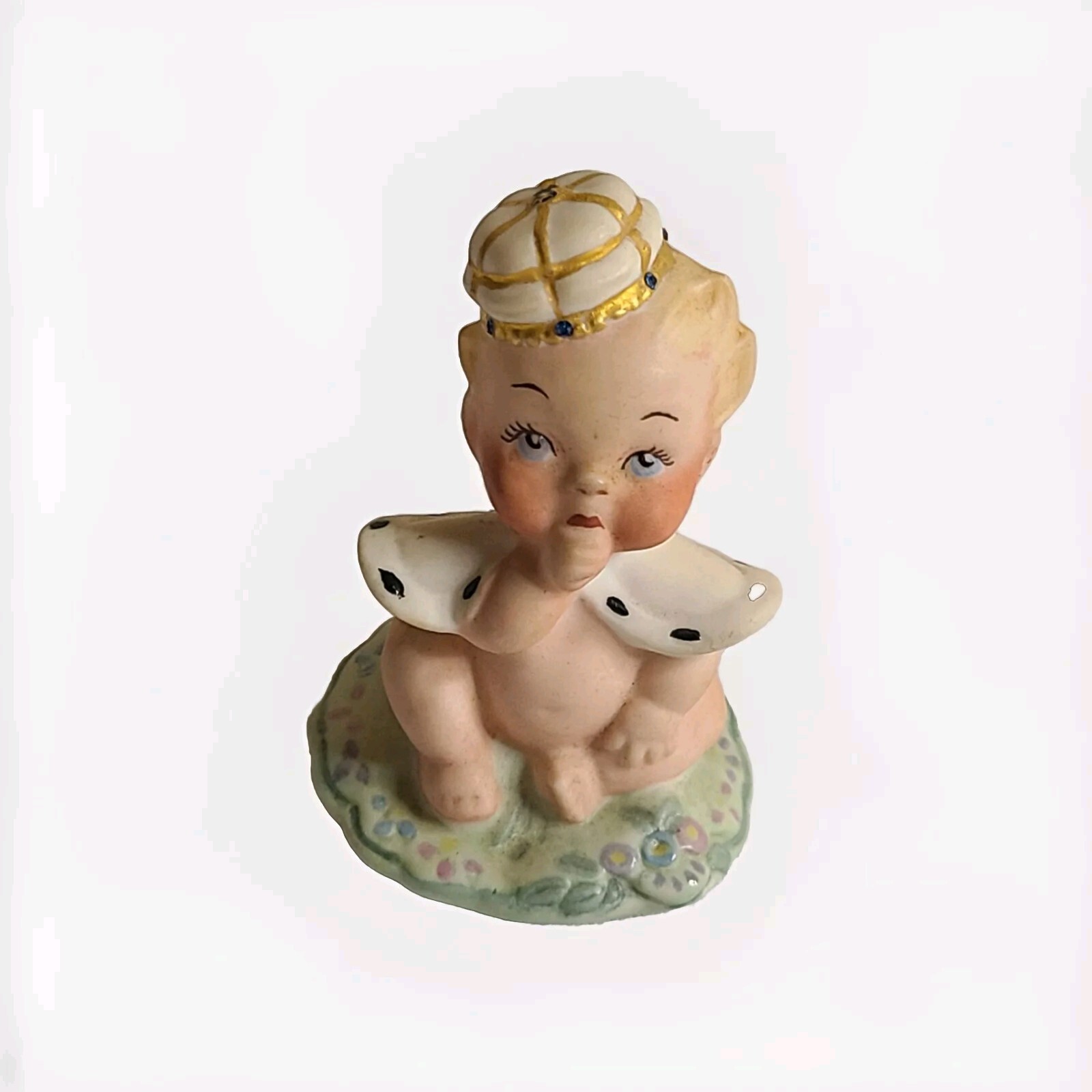 Samson Imports Baby King Bisque Porcelain Rhinestones In Crown 1950s Vintage