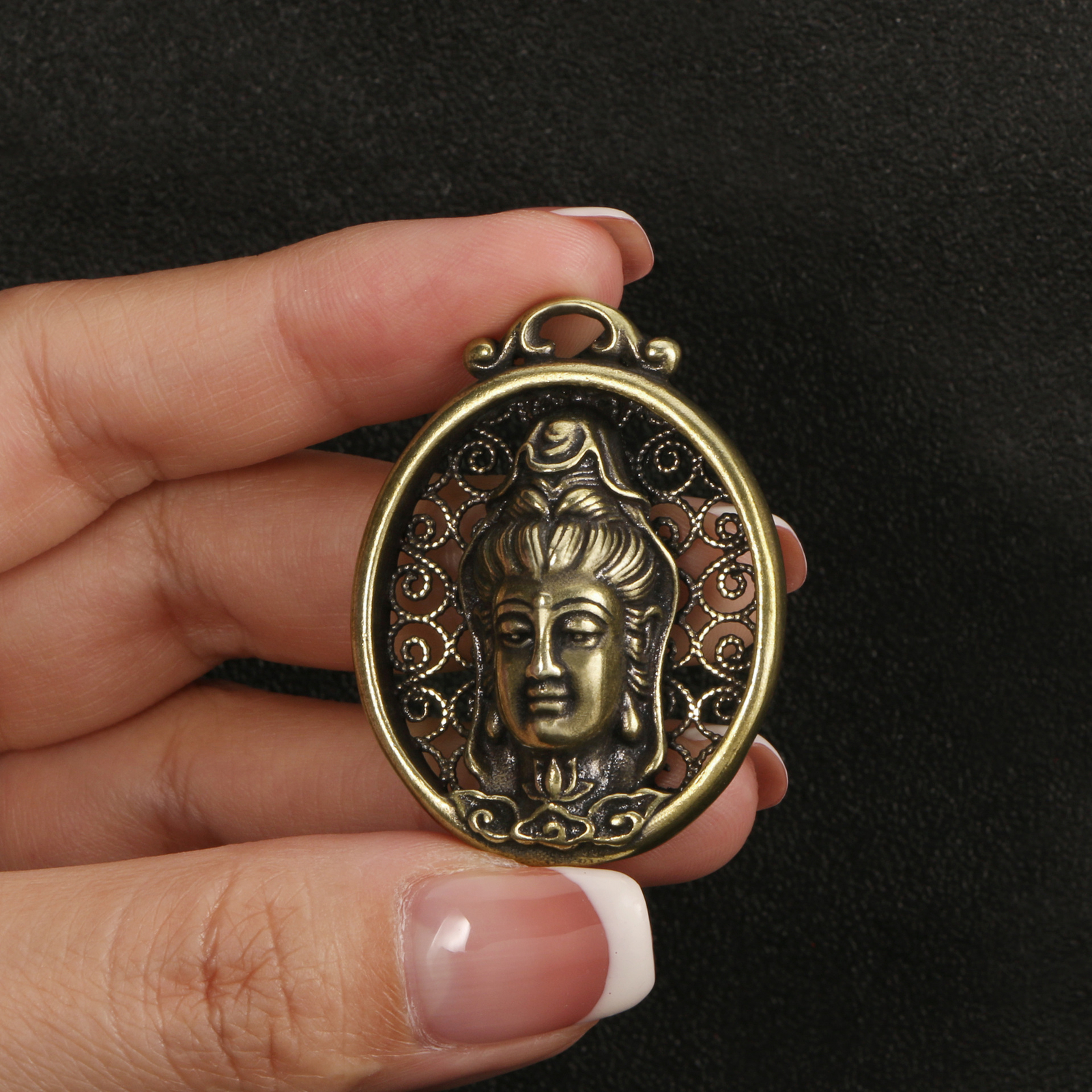 Solid Brass Bodhisattva Pendant Figurine Small Statue Home Ornament Figurines
