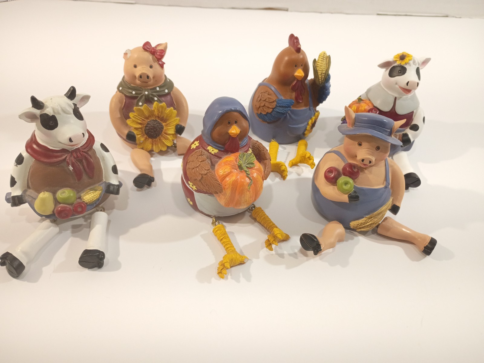 Country Farm Animal Shelf Sitters set of 6 Good Condion (see description)