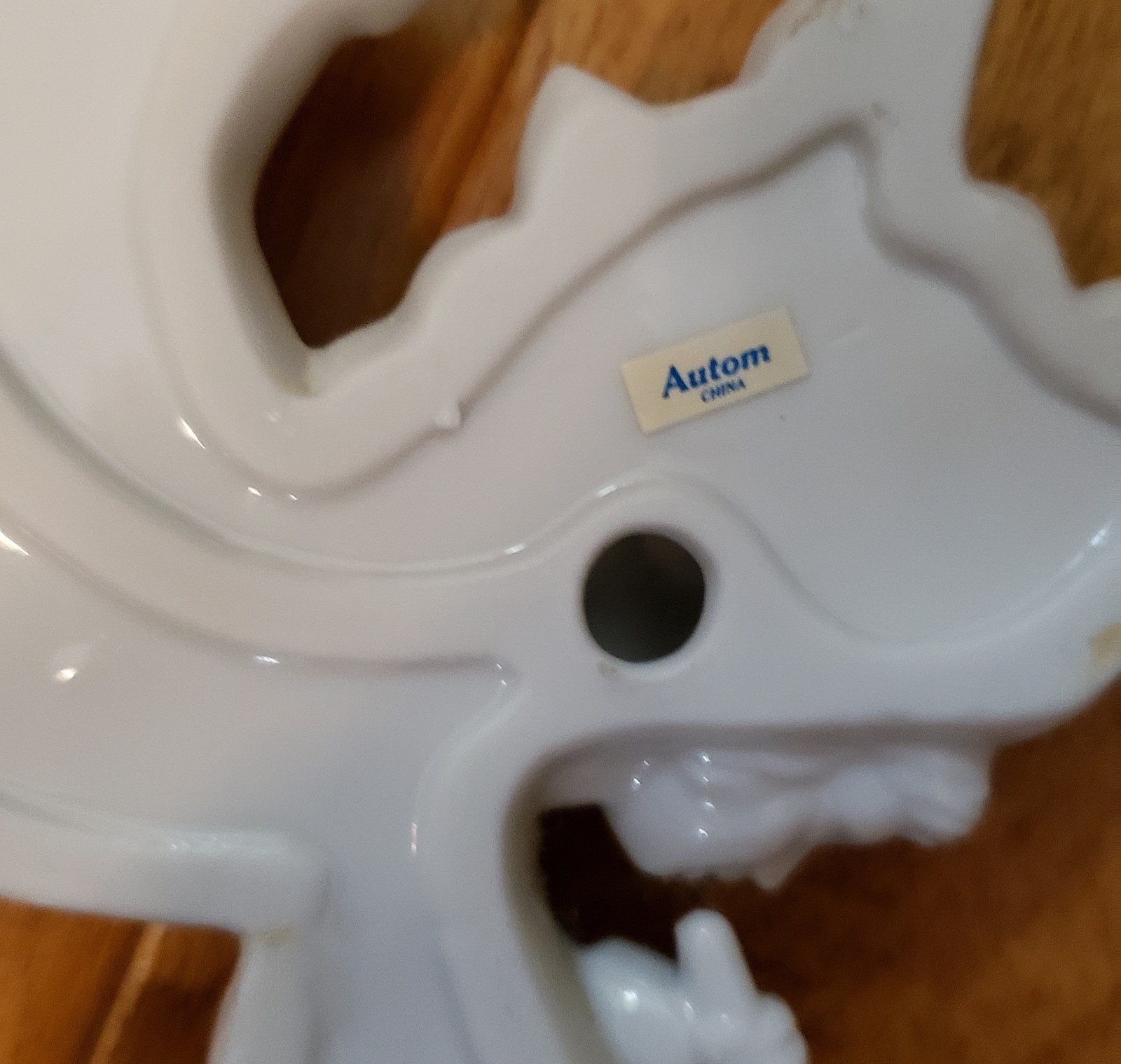 Angel Plaque White Glossy Ceramic 2 Holes for Wall Hanging Trumpet 6.5X5.5″