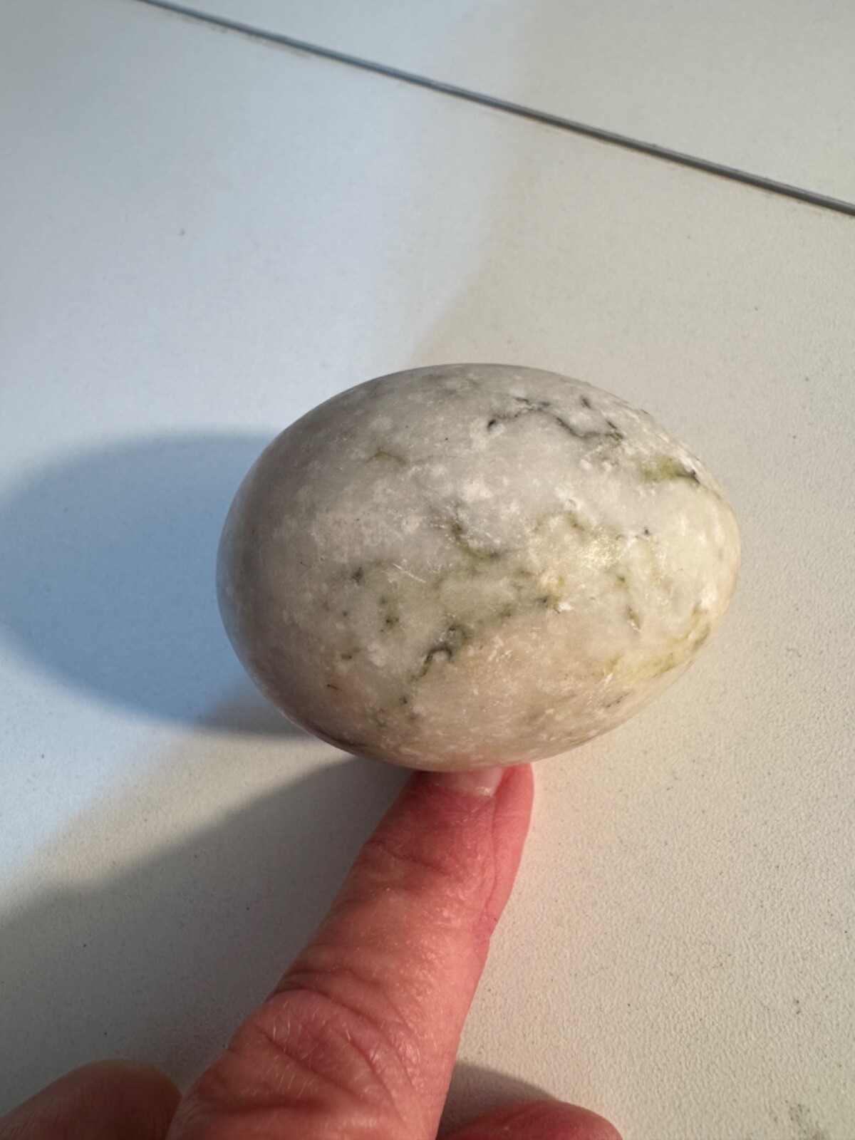 3 Marble Alabaster Granite Stone Eggs green/gray, blue/gray, blue/green