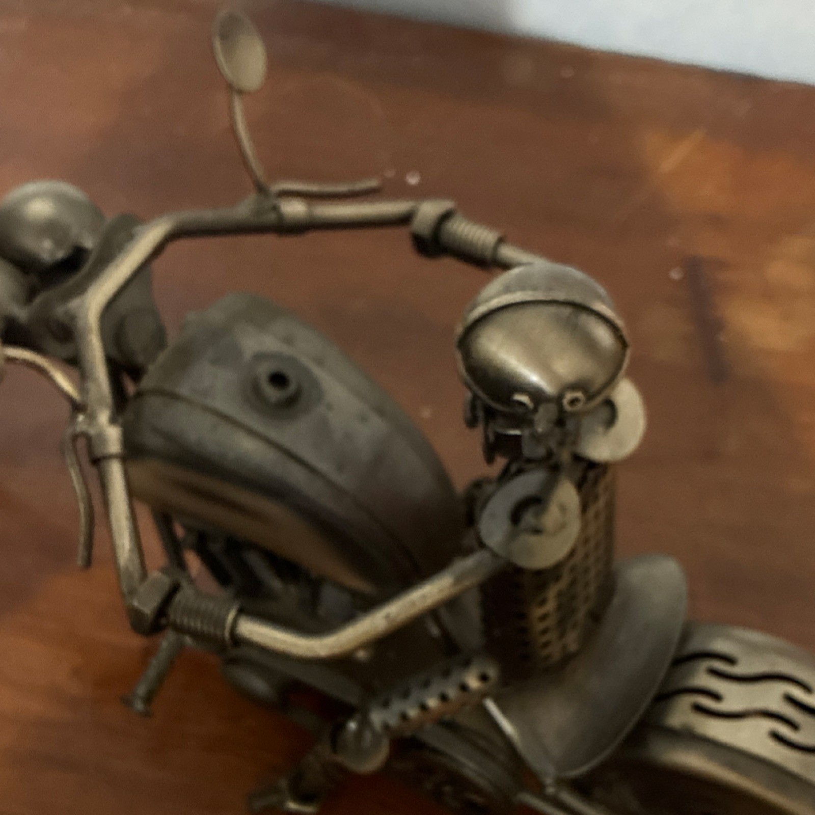 Motorcycle 3D Made Of Steel Nuts And Bolts Folk Art 16 inches long
