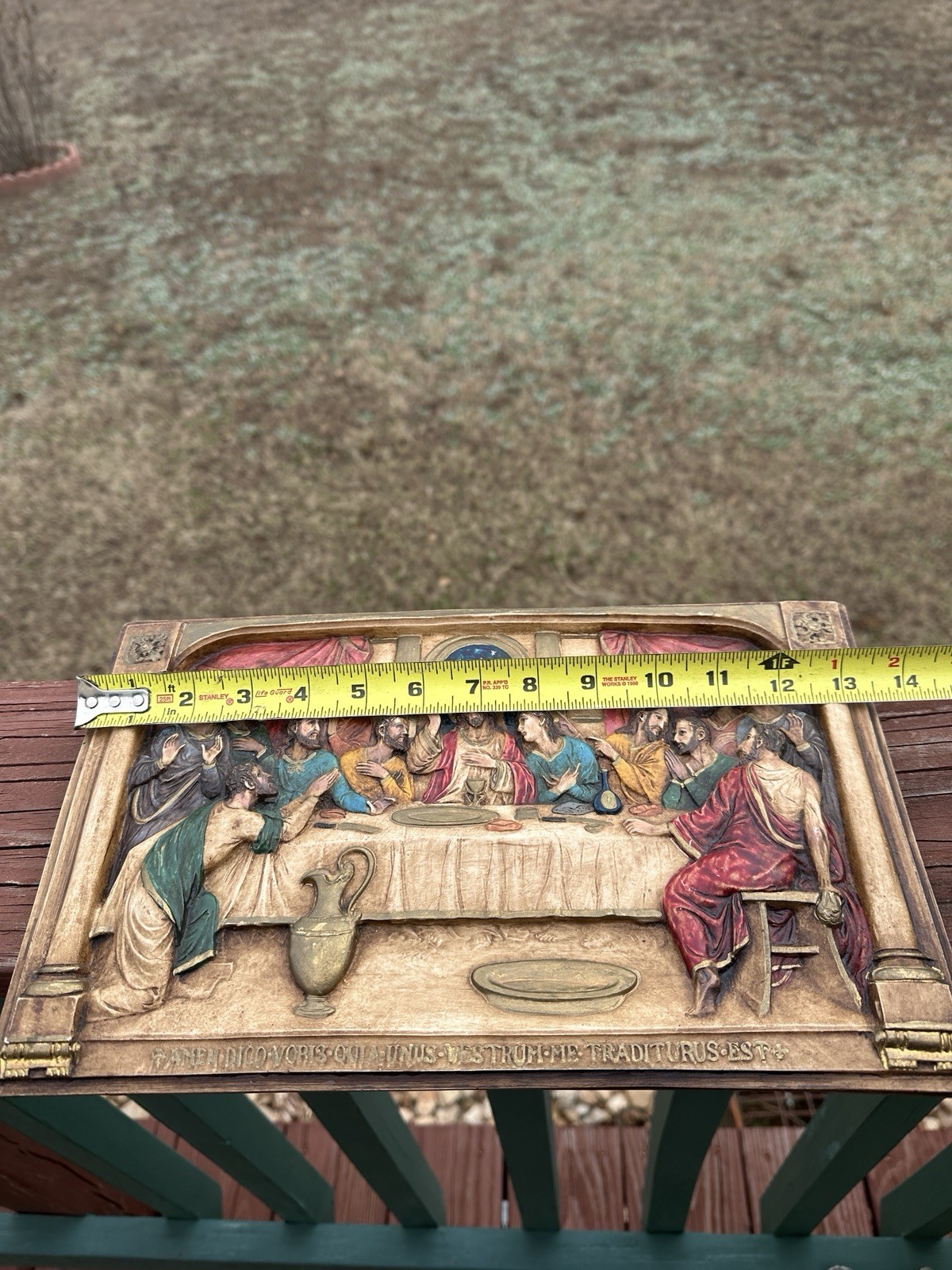 Vtg Hand Painted The Last Supper Wall Plaque Picture Chalk Plaster 13.5” x 8”