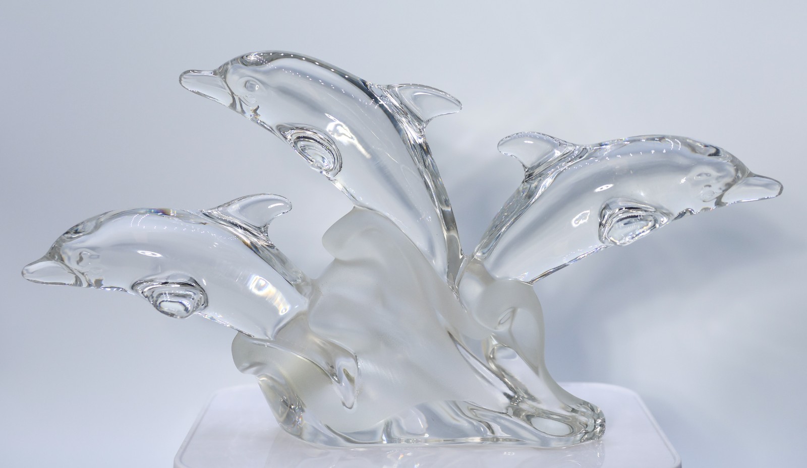 Lenox Fine Crystal Trio Of Light Dolphins Leaping 10.5″ Made in Germany