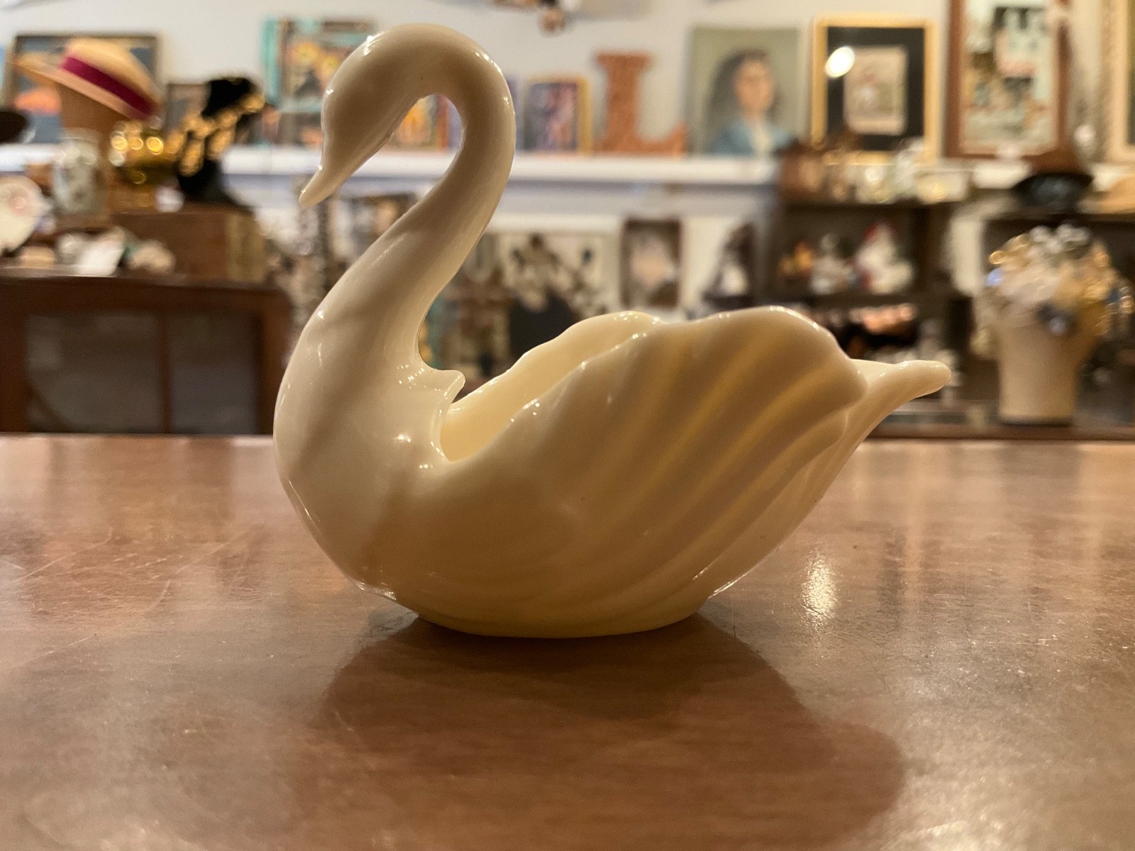 LENOX “To the Bride!” SWAN Wedding Ring TRINKET DISH, white w/gold, VTG