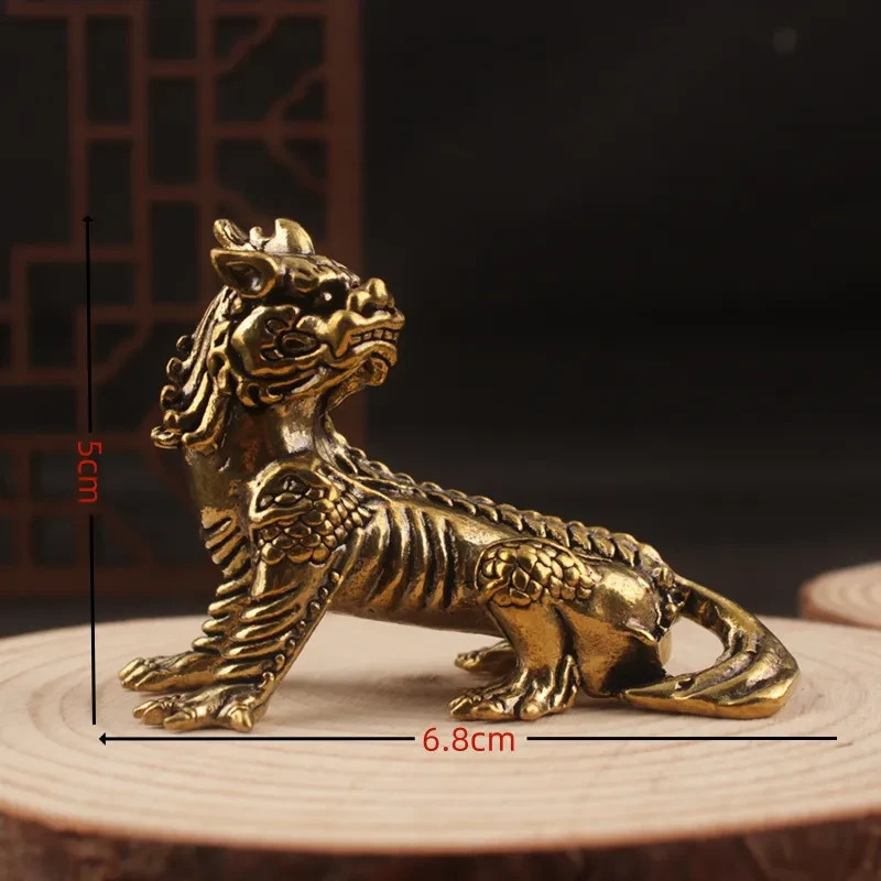 Solid Brass Auspicious Beast 谛听 Statue Tea Pet Table Lucky Wealth Ornament Gift