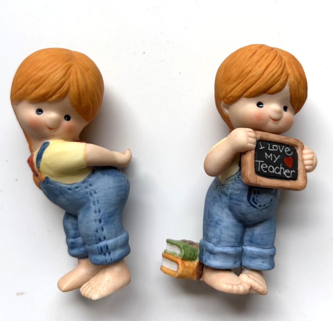 ENESCO COUNTRY COUSINS PAIR LITTLE GIRL FIGURINES 3.5 INCHES