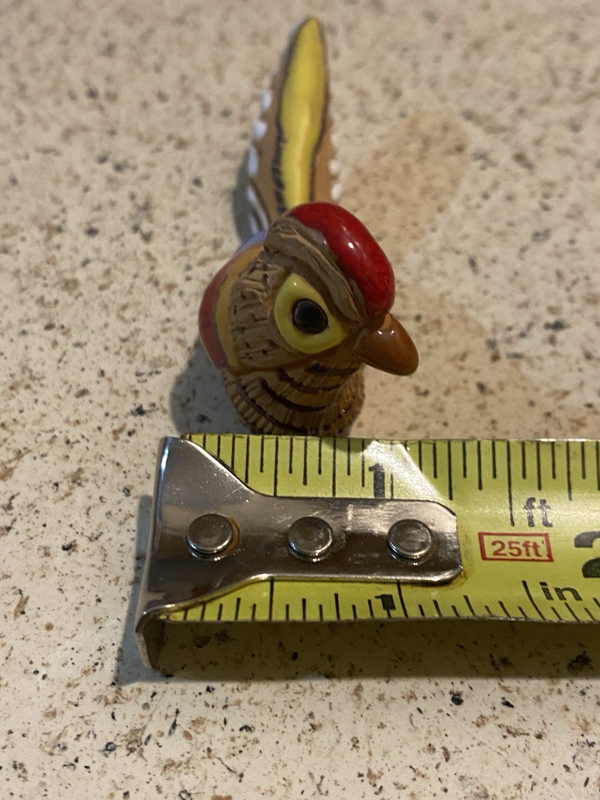 Vintage Hand-Crafted Casal Clay And Enamel Pheasant Bird Peru Multicolored