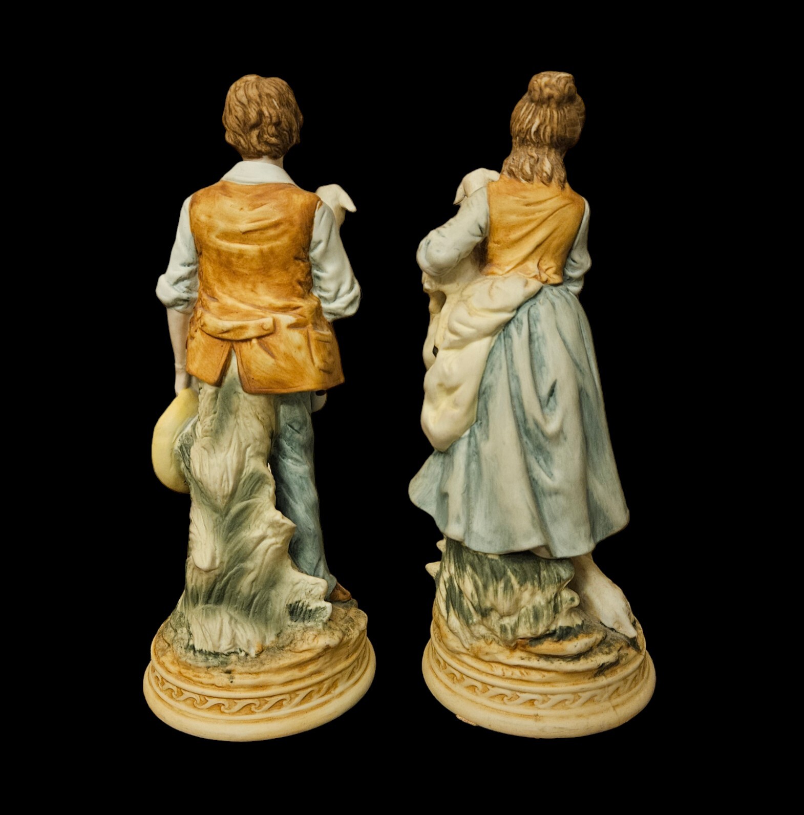 Rare Vintage Ethan Allen Porcelain Figurines – Farmer And Wife With Lambs