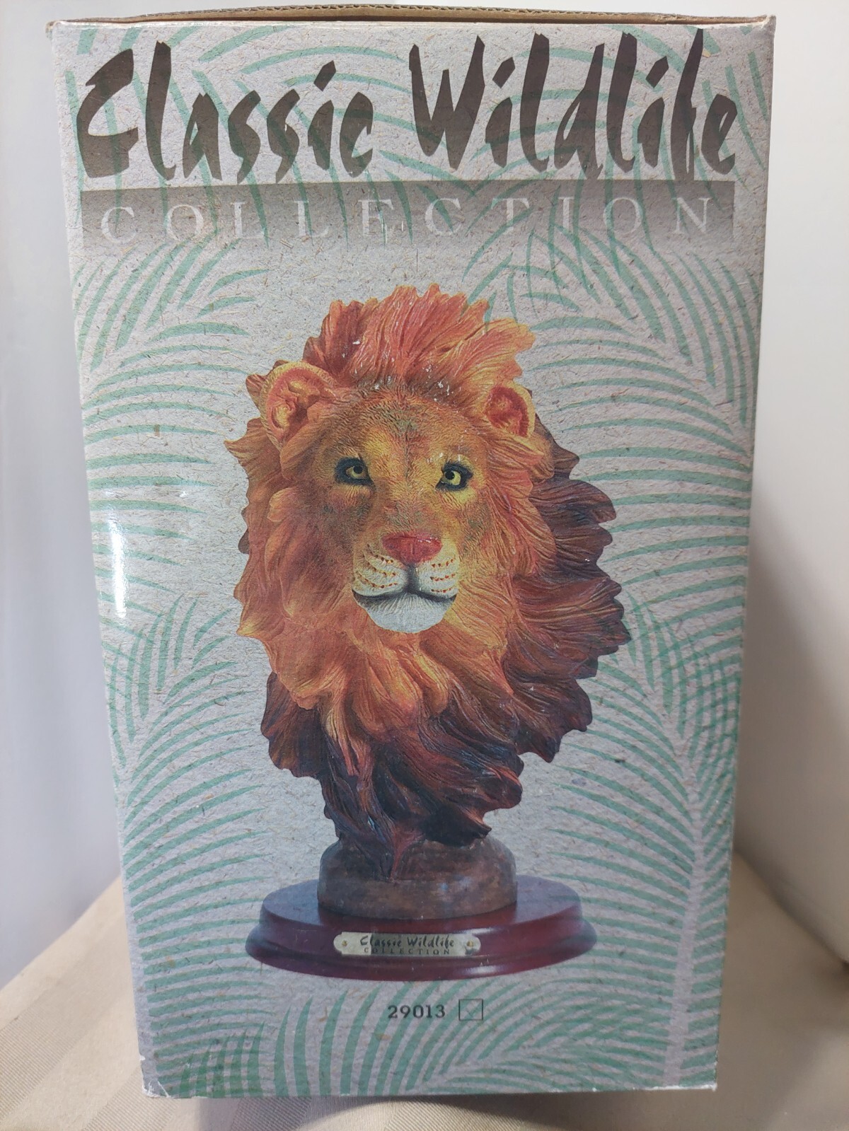 VINTAGE CLASSIC WILDLIFE COLLECTION SAFARI LION HEAD SCULPTURE STATUE NIB 9″
