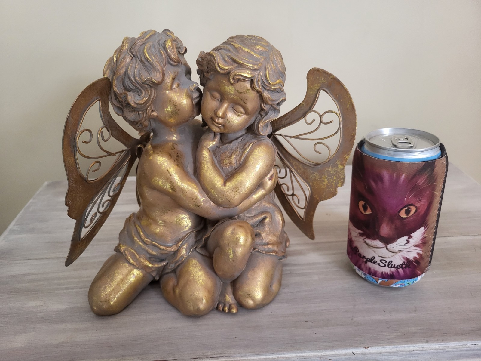 Cherub Angels Baroque Rocco Gold Shelf Sitter Wings Large Heavy Resin 8″ x 10″