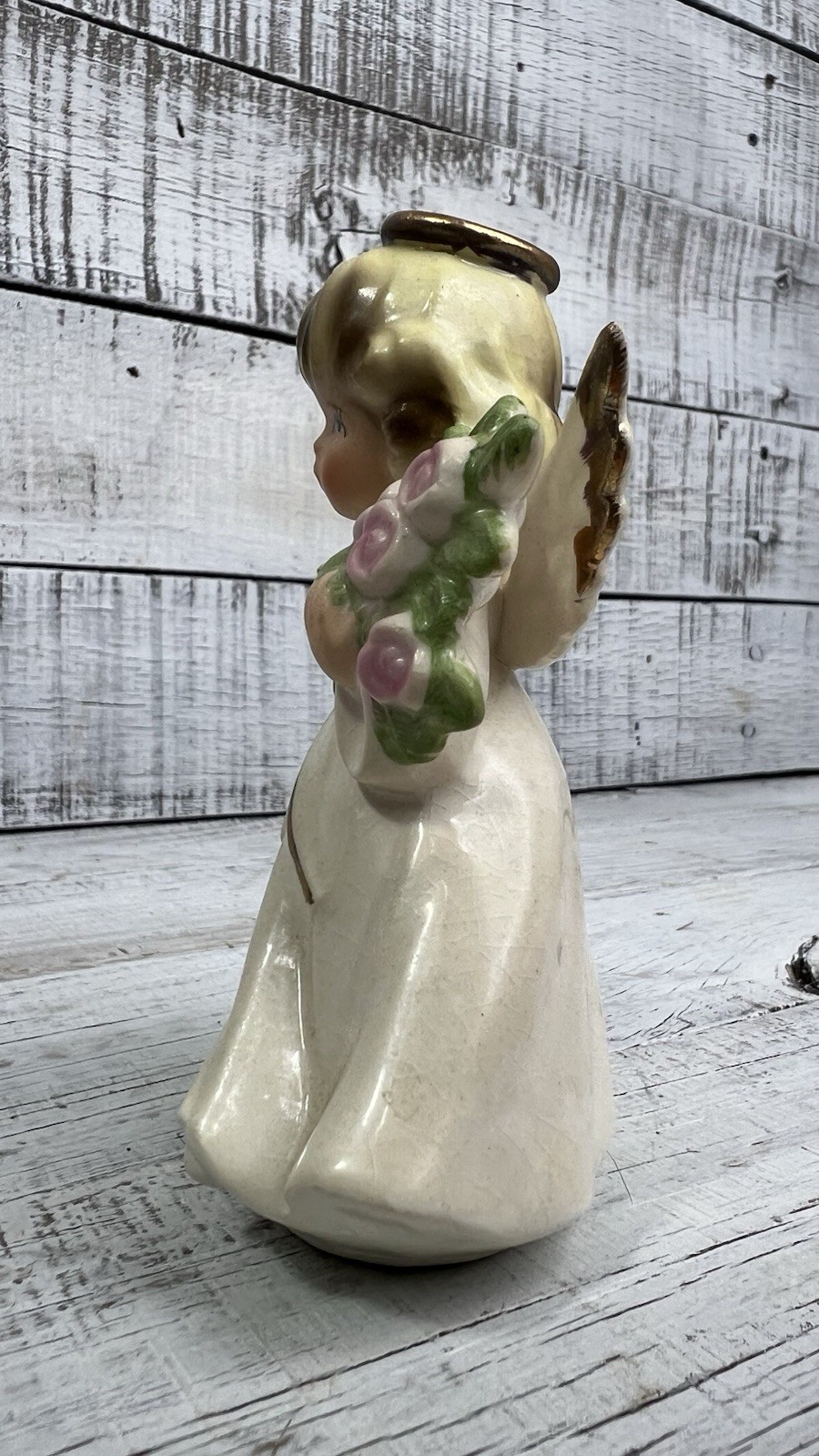 Vintage June Wedding Angel Ceramic Figurine Made In Japan As Is Crazing 💛