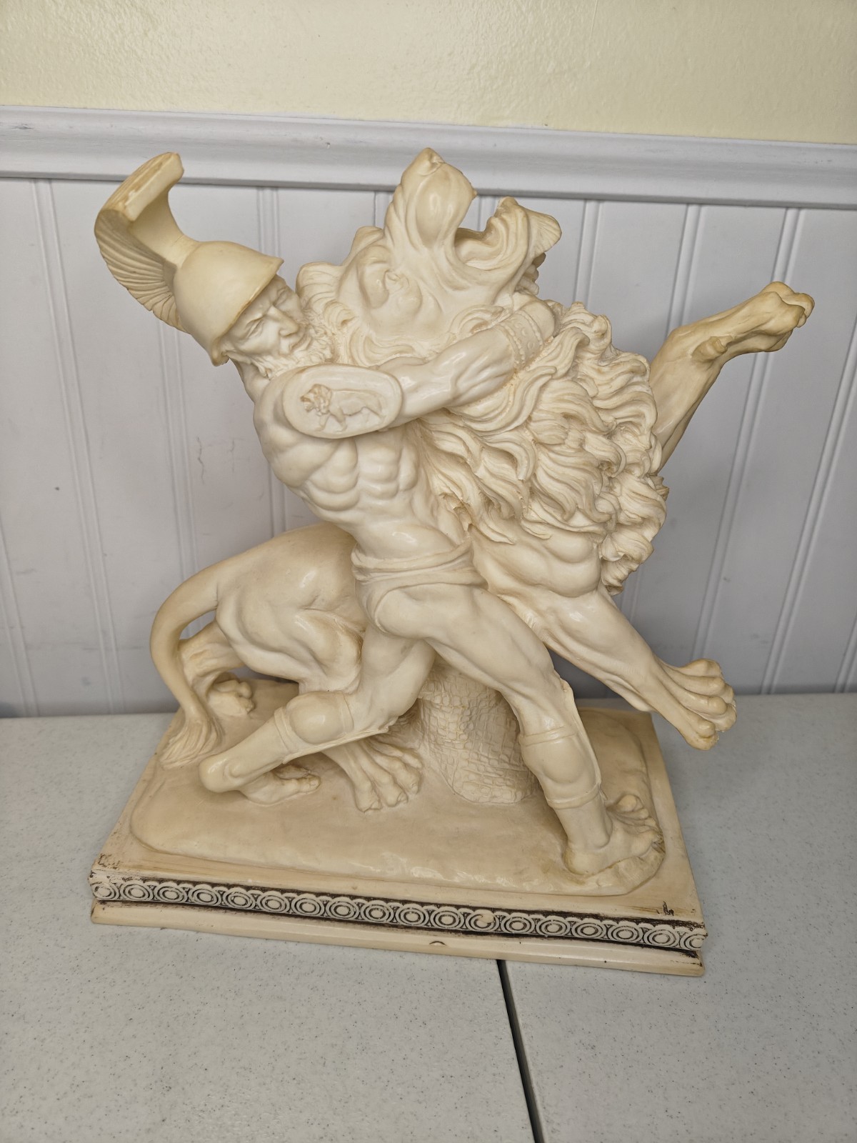 A Santini Hercules Fighting Lion Beast Greek Roman God Sculpture Statue Figurine