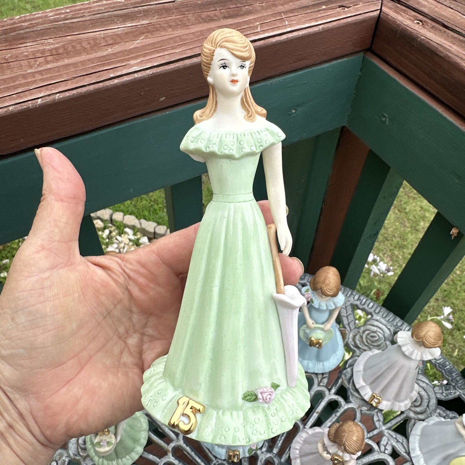 Vtg 1982+ Enesco Growing Up Birthday Dress Girls Porcelain Figurine 0-16 *READ*