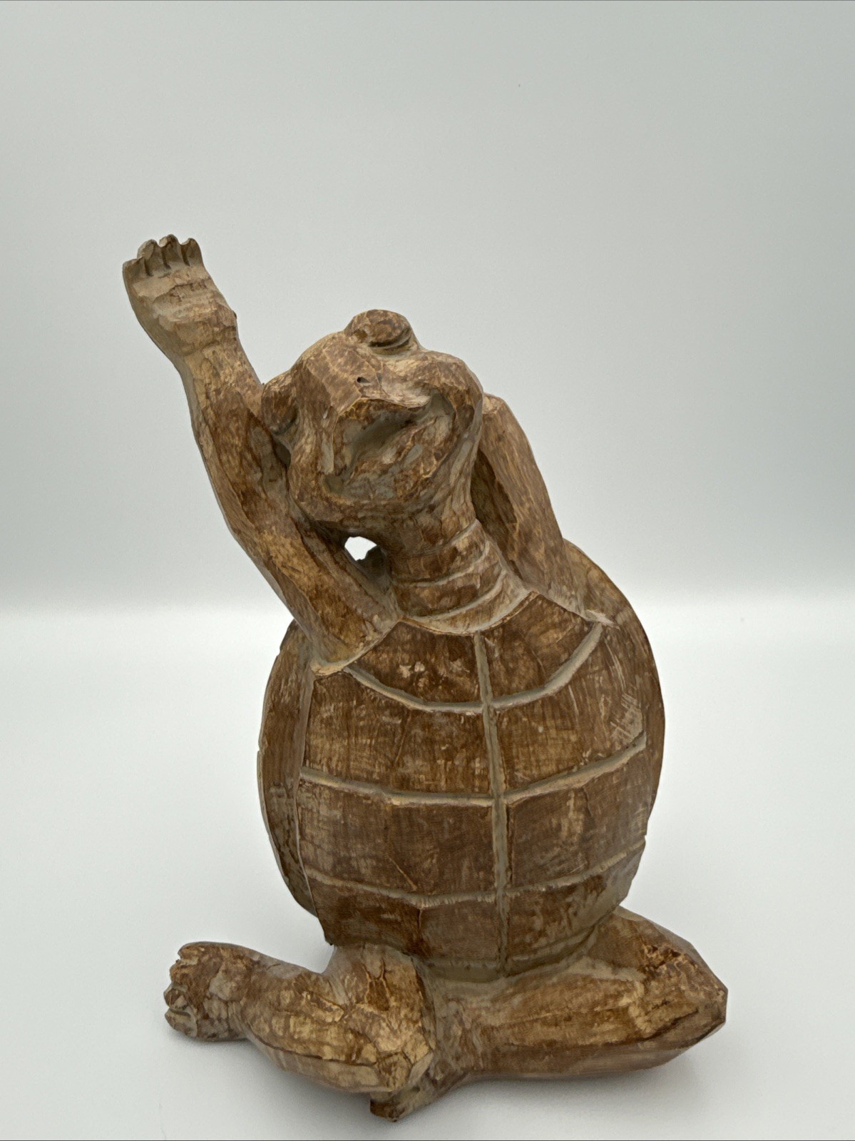 Rare Cracker Barrel Wood Like Yoga Turtle