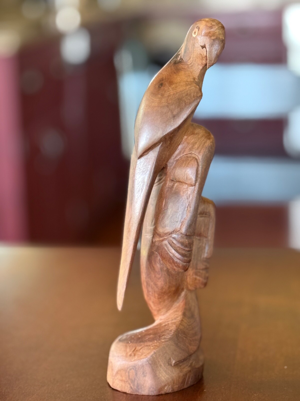“McCaw and Polynesian Figure”- Hand Carved Wood Statue Made in Fiji