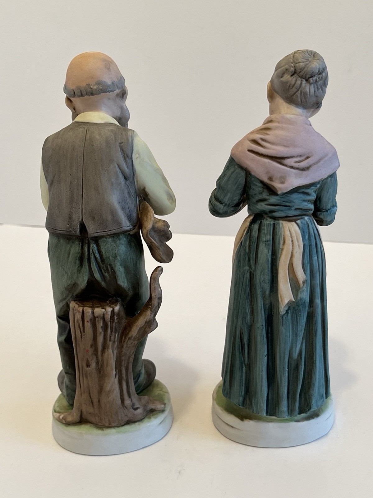 Vintage Homco #3110 Old Man & Woman Farmers Pray Porcelain 8″ Figurines