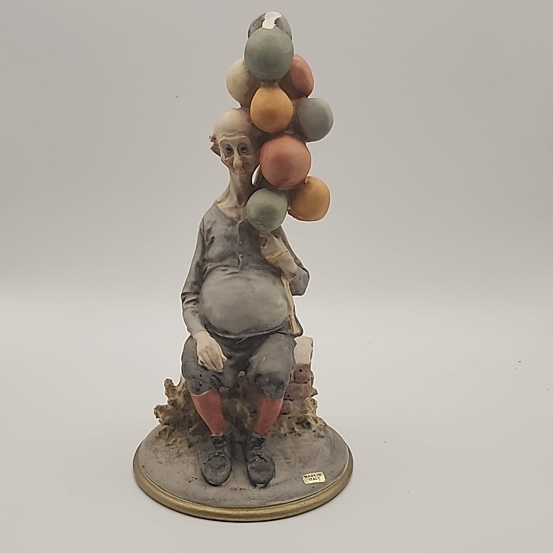 VTG AS IS Pucci Capodimonte Old Man With Ballons Ceramic Figure Grandpa BROKEN
